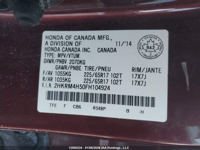 2HKRM4H50FH104924 Honda CR-V EX