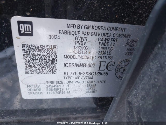 KL77LJE2XSC139055 Chevrolet Trax 2rs