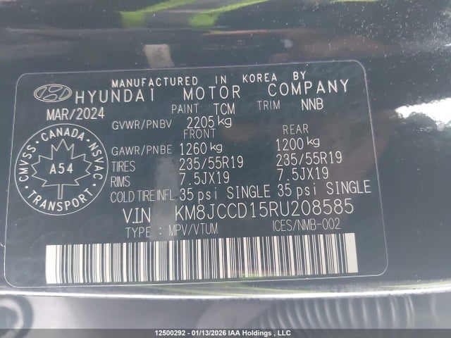 KM8JCCD15RU208585 Hyundai TUCSON HYBRID