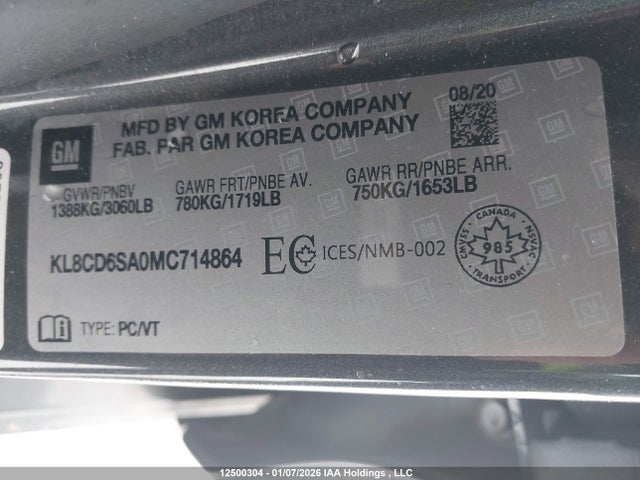Продаж на аукціоні авто 2021 Chevrolet Spark, vin: KL8CD6SA0MC714864, номер лоту: 12500304