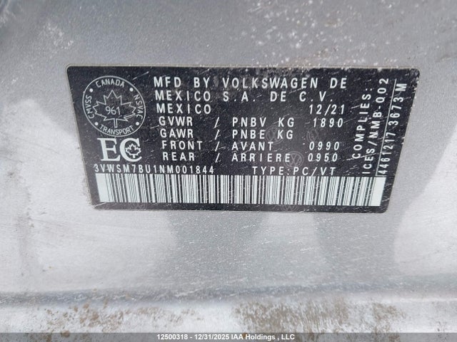 3VWSM7BU1NM001844 Volkswagen Jetta Comfortline