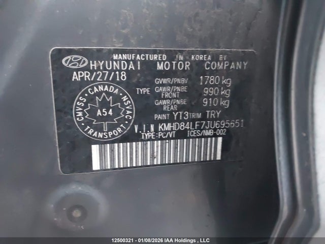 KMHD84LF7JU695651 Hyundai ELANTRA GL
