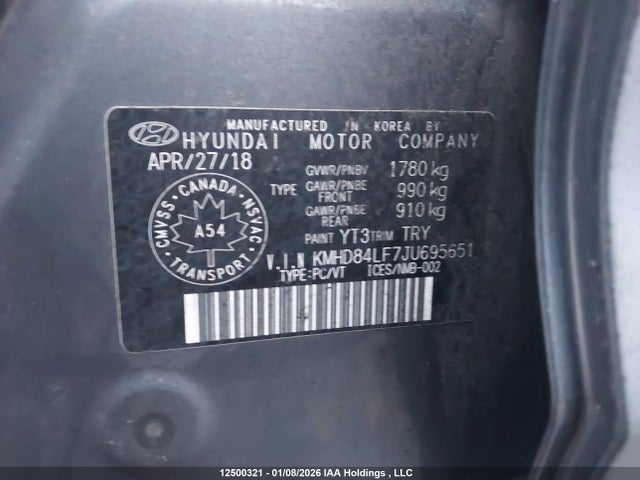KMHD84LF7JU695651 Hyundai ELANTRA GL