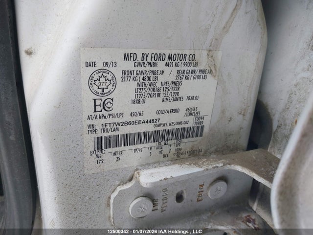 12500342 :رقم المزاد ، 1FT7W2B60EEA44827 vin ، 2014 Ford F-250 Xlt مزاد بيع