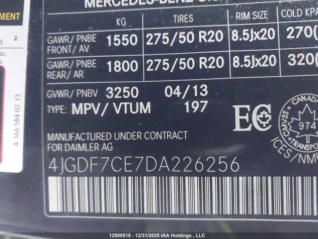 2013 Mercedes-benz Gl 450 4matic მანქანა იყიდება აუქციონზე, vin: 4JGDF7CE7DA226256, აუქციონის ნომერი: 12500518