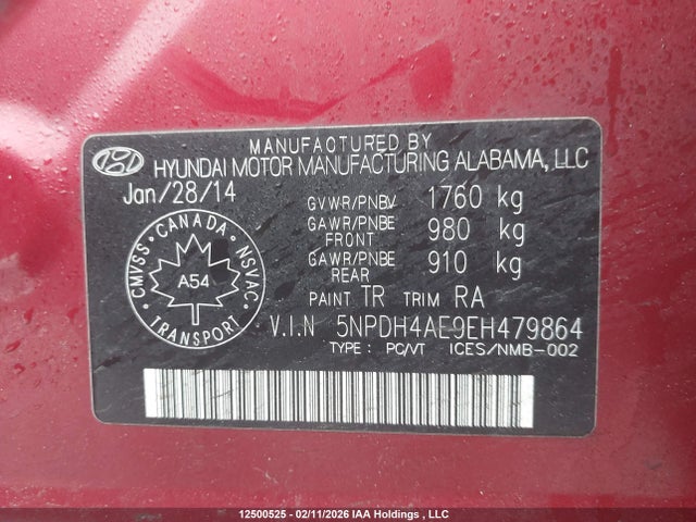 5NPDH4AE9EH479864 Hyundai ELANTRA GL