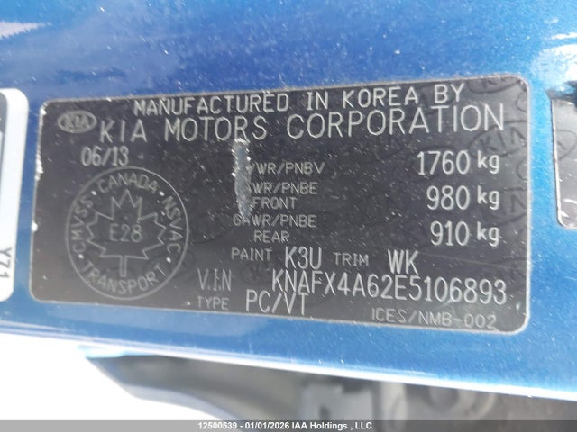 KNAFX4A62E5106893 KIA FORTE LX