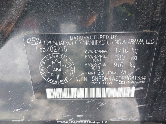 5NPDH4AE0FH641334 Hyundai Elantra Se/sport/limited