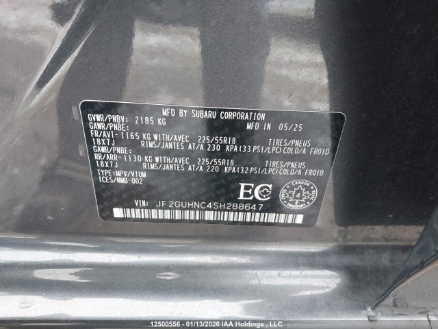 JF2GUHNC4SH288647 Subaru Crosstrek Limited