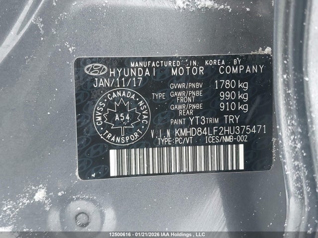 KMHD84LF2HU375471 Hyundai Elantra Se/value/limited