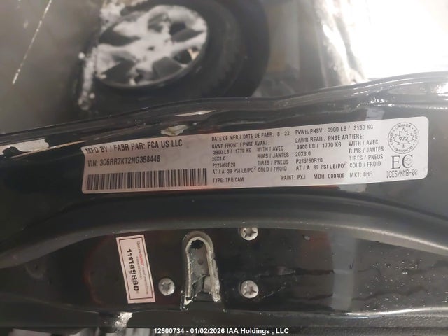 Aukcja sprzedaży 2022 Ram 1500 Classic Tradesman, vin: 3C6RR7KT2NG358448, numer aukcji: 12500734