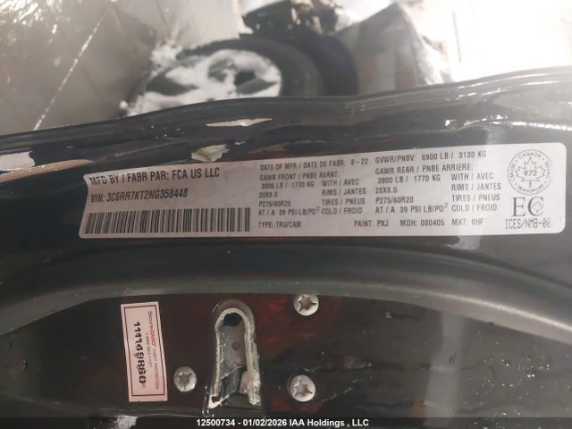 Aukcja sprzedaży 2022 Ram 1500 Classic Tradesman, vin: 3C6RR7KT2NG358448, numer aukcji: 12500734