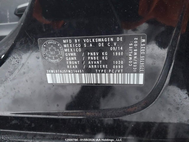 3VWL07AJ5FM214451 Volkswagen Jetta 1.8 Tsi Highline