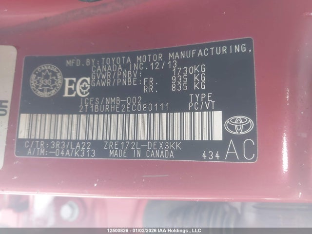 Продажа на аукционе авто 2014 Toyota Corolla S, vin: 2T1BURHE2EC080111, номер лота: 12500826