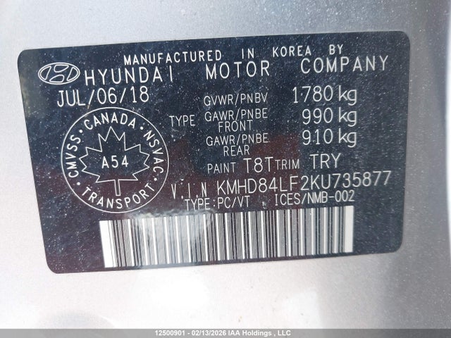 KMHD84LF2KU735877 Hyundai Elantra Preferred