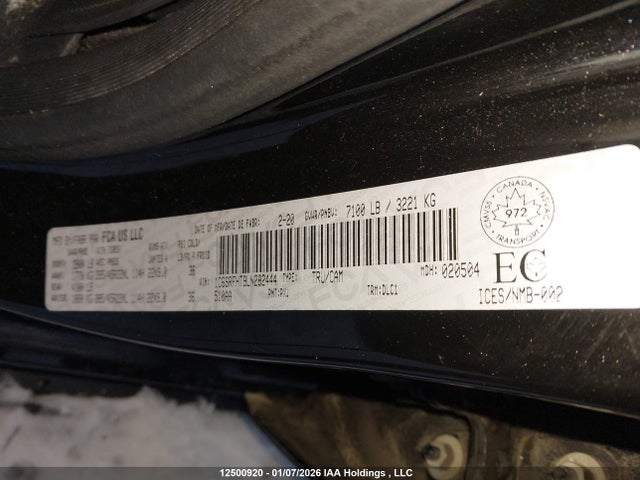 Продаж на аукціоні авто 2020 Ram 1500 Limited, vin: 1C6SRFHT9LN282444, номер лоту: 12500920