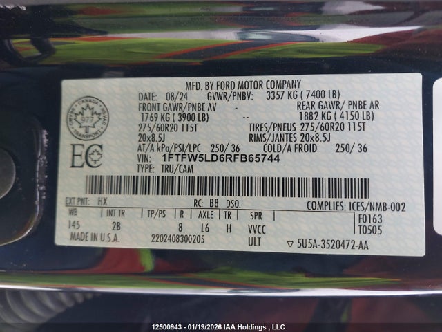 Ford F150 Lariat 2024 1FTFW5LD6RFB65744 Image 9