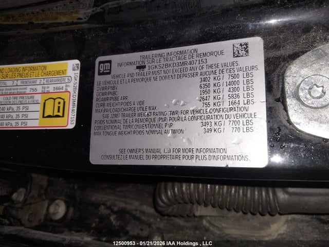 1GKS2BKD3MR407153 GMC Yukon