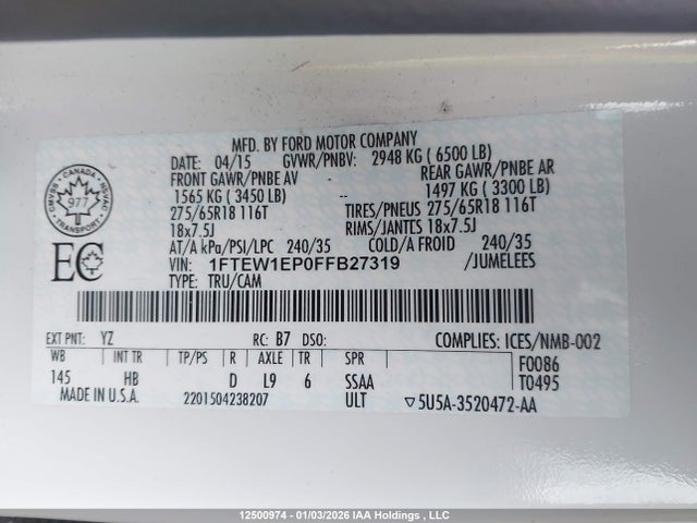 Ford F-150 Lariat 2015 1FTEW1EP0FFB27319 Image 18