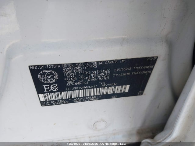 Aukcja sprzedaży 2017 Toyota Rav4 Se, vin: 2T3JFREV2HW633487, numer aukcji: 12501036