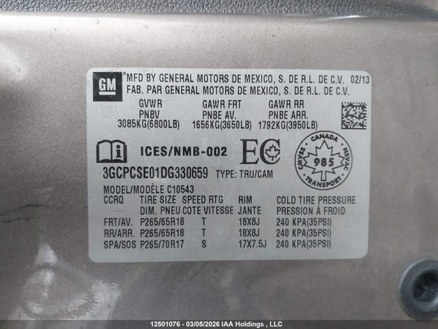 Продаж на аукціоні авто 2013 Chevrolet Silverado 1500 Lt, vin: 3GCPCSE01DG330659, номер лоту: 12501076