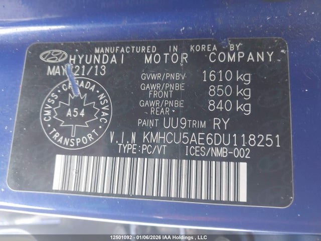 Aukcja sprzedaży 2013 Hyundai Accent, vin: KMHCU5AE6DU118251, numer aukcji: 12501092