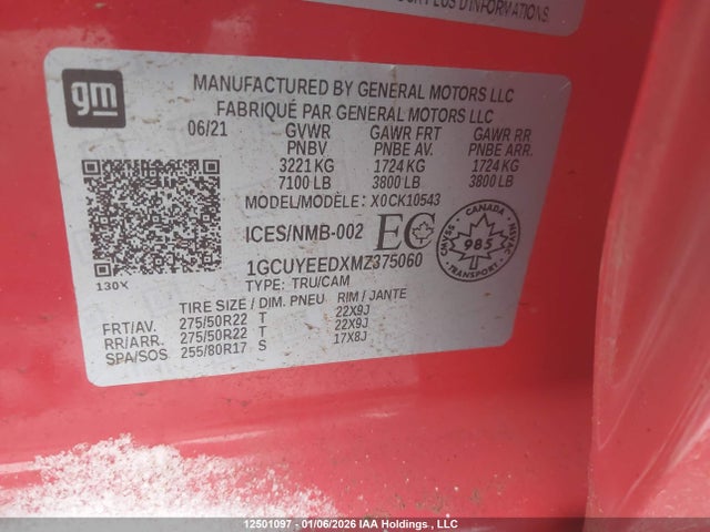 1GCUYEEDXMZ375060 Chevrolet Silverado 1500 Rst