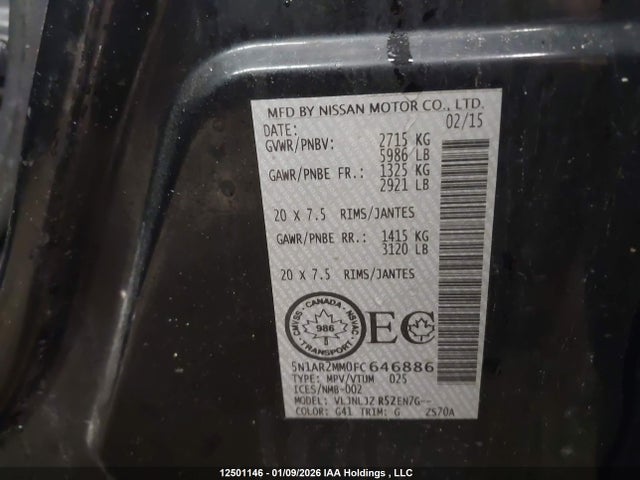 5N1AR2MM0FC646886 Nissan Pathfinder