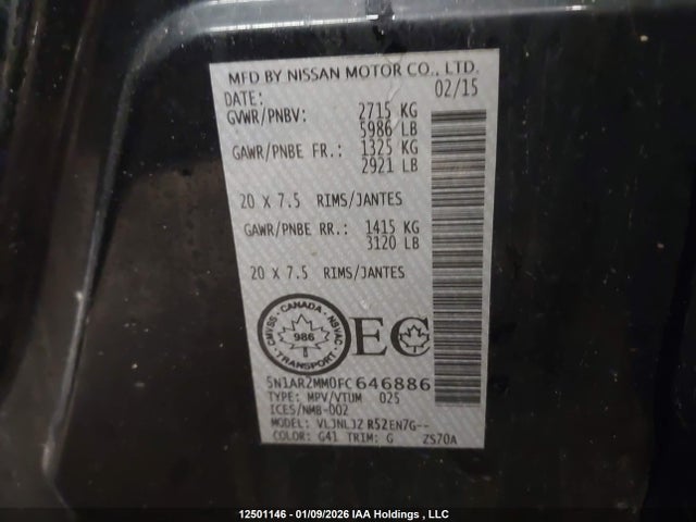 5N1AR2MM0FC646886 Nissan Pathfinder