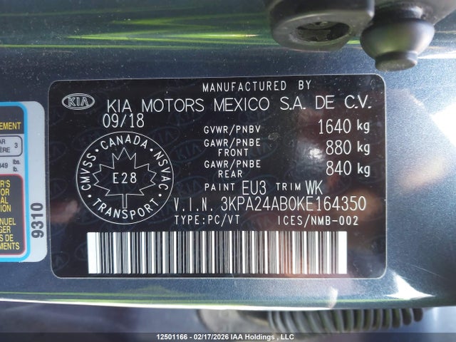 3KPA24AB0KE164350 KIA Rio Lx/lx+