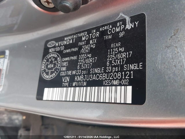 Продаж на аукціоні авто 2011 Hyundai Tucson Gls/limited, vin: KM8JU3AC6BU208121, номер лоту: 12501211