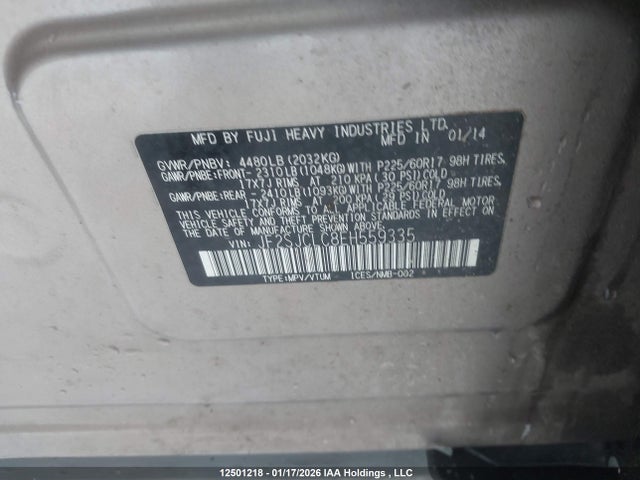 JF2SJCLC8EH559335 Subaru Forester 2.5i Touring