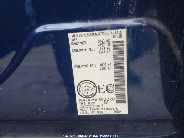 1N4AZ1CP5JC302270 Nissan Leaf S/sv/sl