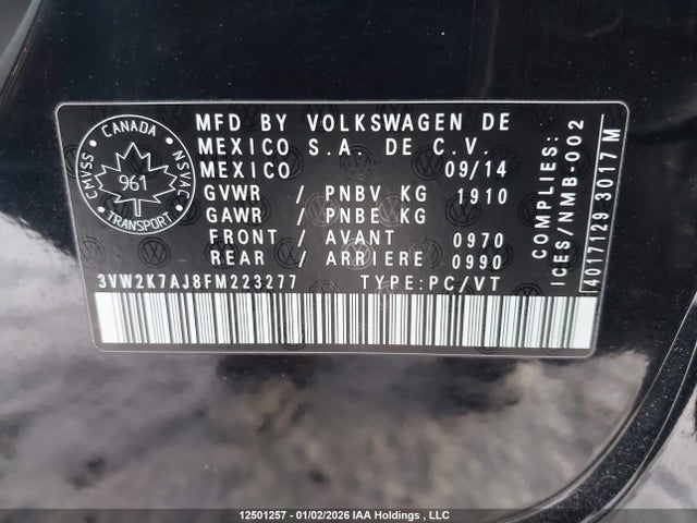 3VW2K7AJ8FM223277 Volkswagen JETTA S