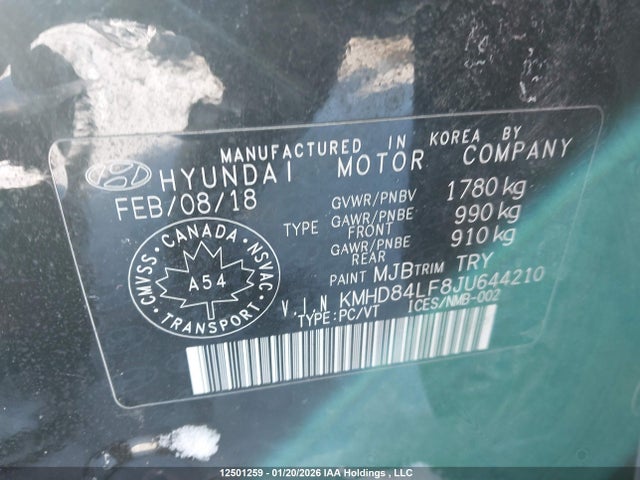 KMHD84LF8JU644210 Hyundai ELANTRA GL