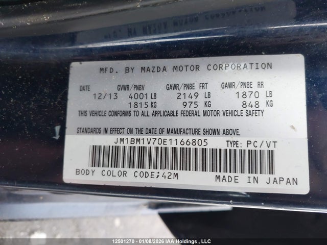 JM1BM1V70E1166805 Mazda 3 TOURING