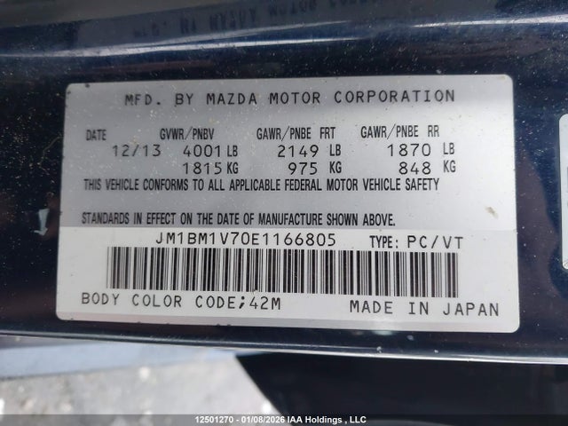 JM1BM1V70E1166805 Mazda 3 TOURING