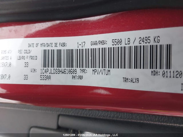 1C4PJLDS9HW610609 Jeep Cherokee Limited