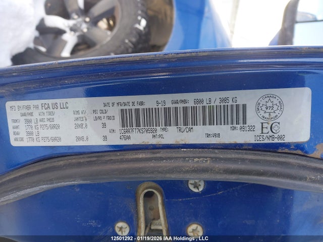Aukcja sprzedaży 2019 Ram 1500 Classic Tradesman, vin: 1C6RR7FT7KS705920, numer aukcji: 12501292