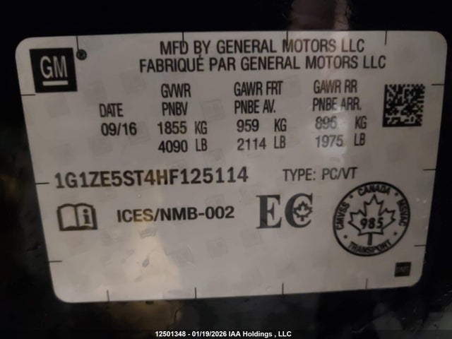 1G1ZE5ST4HF125114 Chevrolet MALIBU LT