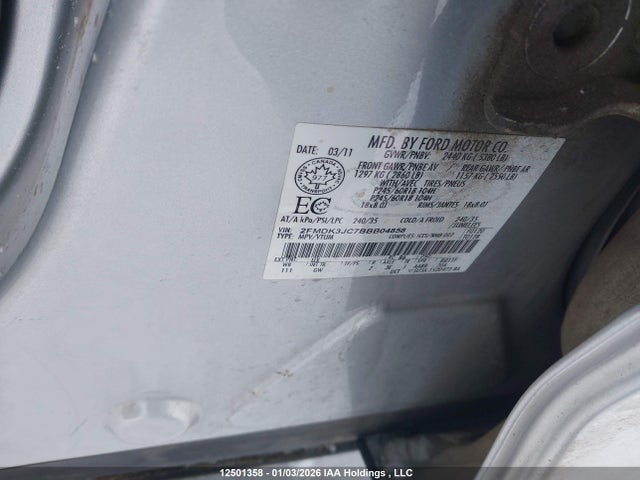 12501358 :رقم المزاد ، 2FMDK3JC7BBB04858 vin ، 2011 Ford Edge Sel مزاد بيع