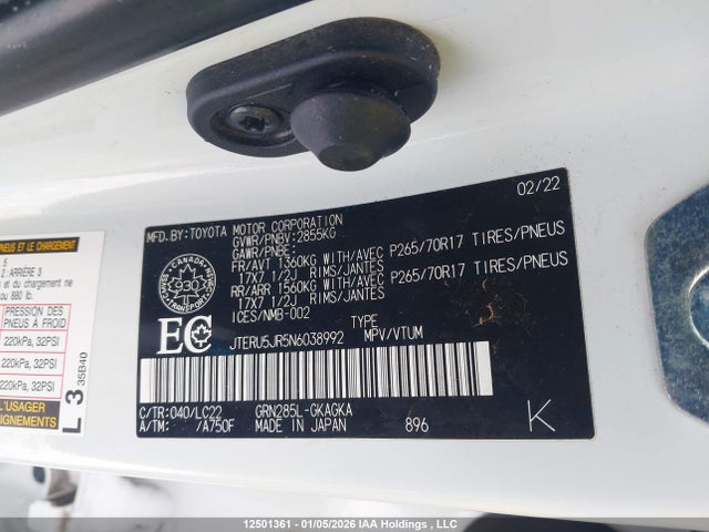 JTERU5JR5N6038992 Toyota 4runner