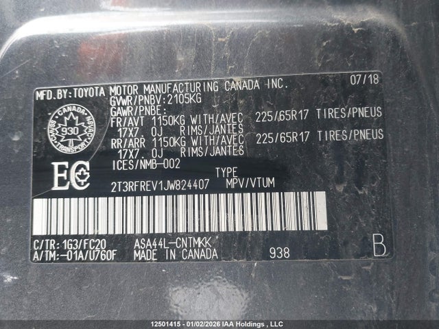 2T3RFREV1JW824407 Toyota Rav4 Adventure/xle