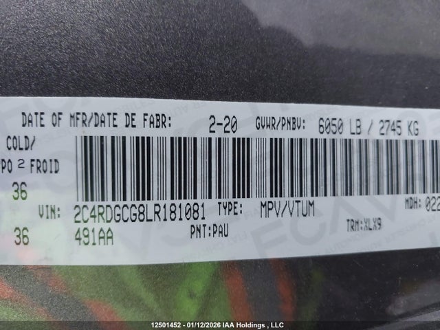 2C4RDGCG8LR181081 Dodge Grand Caravan Premium Plus