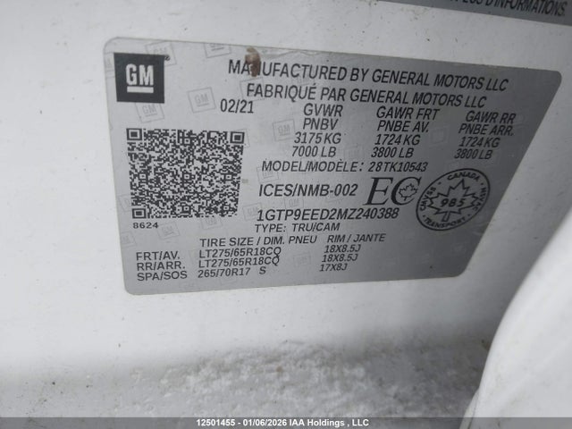 1GTP9EED2MZ240388 GMC Sierra 1500 At4