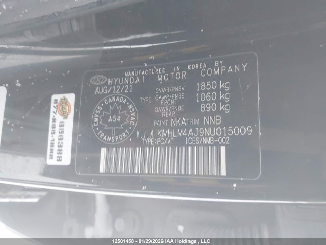 KMHLM4AJ9NU015009 Hyundai Elantra Hybrid Preferred