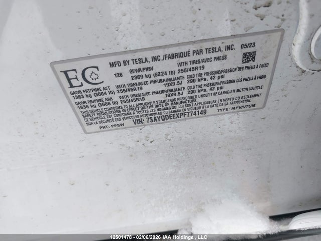 7SAYGDEEXPF774149 Tesla Model Y