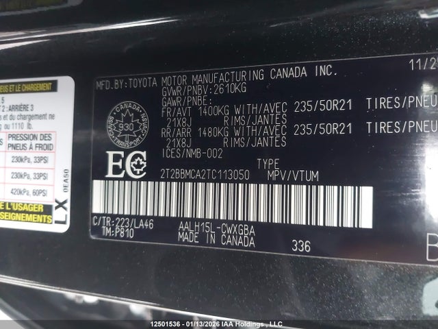 2026 Lexus Rx Rx 350h მანქანა იყიდება აუქციონზე, vin: 2T2BBMCA2TC113050, აუქციონის ნომერი: 12501536