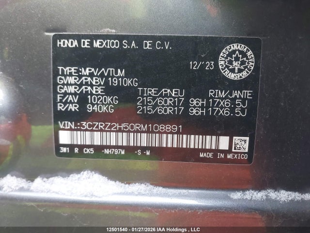 3CZRZ2H50RM108891 Honda HR-V