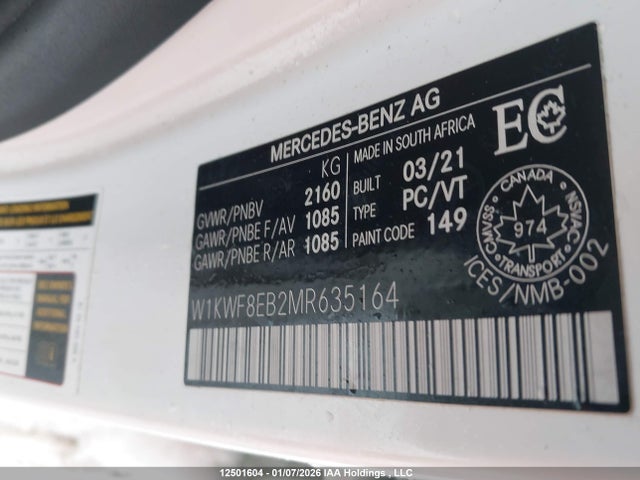 12501604 :رقم المزاد ، W1KWF8EB2MR635164 vin ، 2021 Mercedes-benz C 300 4matic مزاد بيع
